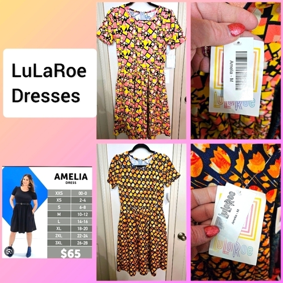 #338 Lularoe Ameila Dresses Size: Medium Various Colors - Picture 1 of 11